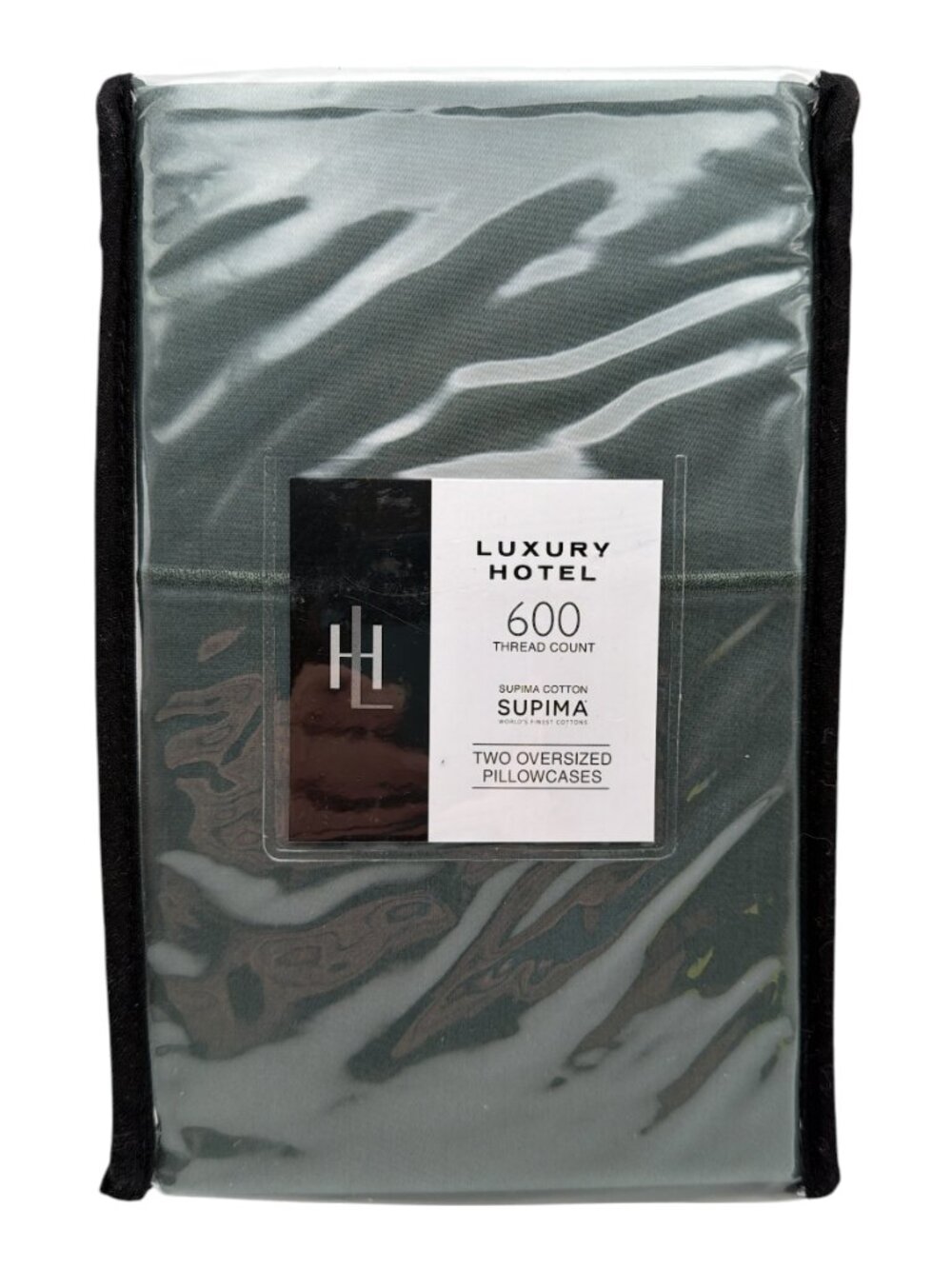 LUXURY HOTEL 600 TC Dark Green‎ SUPIMA COTTON TWO OVERSIZED PILLOWCASE 21x32 NEW